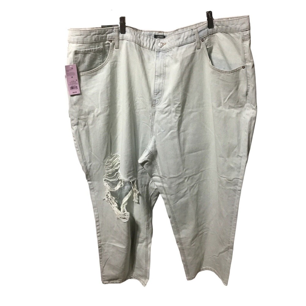 High Rise Distressed Relaxed Straight Jeans - Wild Fable - Plus Size 28